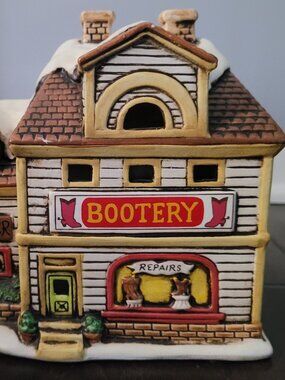 Vintage Colonial Village House Boot Store Bootery Shoe Maker Christmas